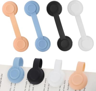 Set van 4 magnetische bladwijzers - Silicone bladwijzers met sterke magnetische sluiting - Kleur: zwart, wit, oranje, blauw