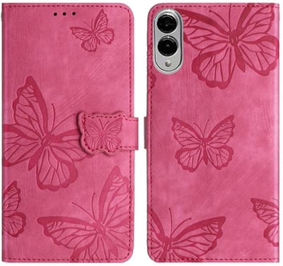 Coverup Hoesje - Geschikt voor Samsung Galaxy S25 Edge Hoesje - Coverup Vlinders Book Case - Roze