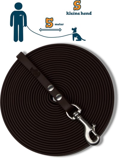 Miqdi BioThane® Sleeplijn 5 meter – zonder handvat – S (9 mm) – donkerbruin – waterdicht & sterk