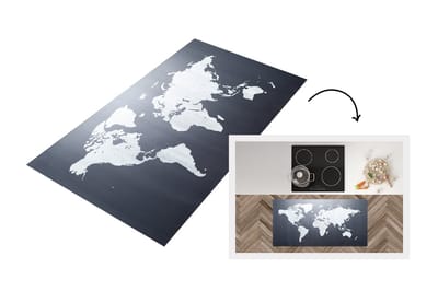 Keukenloper - Loper keuken - Wereldkaart - Simpel - Zwart - Wit - 120x60 cm - Keukenloper vinyl