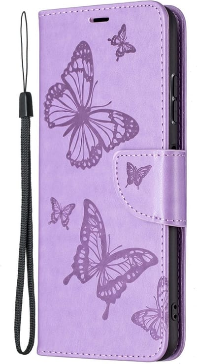 Coverup Vlinders Book Case - Geschikt voor Samsung Galaxy A22 5G Hoesje - Paars