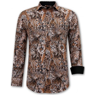 Tijgerprint Blouse Heren - 3118 - Bruin