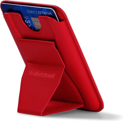 Walletstreet Magnetische Pasjeshouder & Standaard horizontale en verticale stand. Voor MagSafe iPhone 12/13/14/15 Bij gebruik van Magneet geschikt voor alle telefoons-RFID Bescherming- Creditcardhouder/Portemonnee/Kaarthouder horizontale en verticale