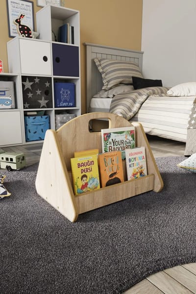 Boekenkast Kind - Boekenrek Kind - Boekenrek Kinderkamer - Kinderboekenkast - Montessori Boekenkast - Houtkleur - Boekenkast Staand