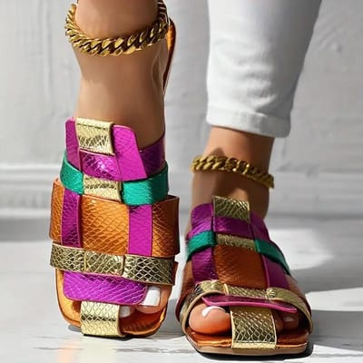 Zomer Kleurrijk Modieus Sexy Casual Zacht Luxe Vierkante Neus Hol Romeins Platte Schoenen Model Vakantie Comfortabele Slippers 40 white