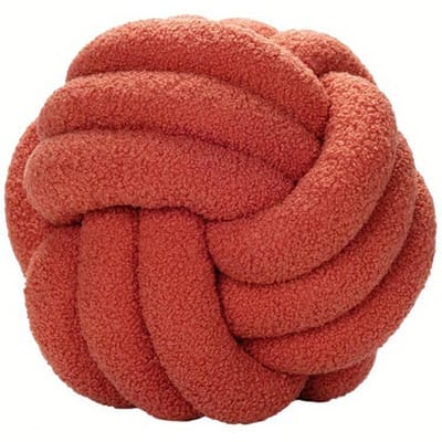Oreiller en boule nouée utile Oreiller en peluche en boule nouée indéformable et écologique Coussin en boule nouée tissé à la main rouge brique