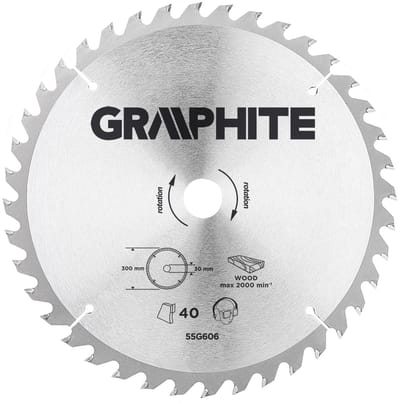 GRAPHITE Cirkelzaagblad 300 mm, 40 tands, Hout