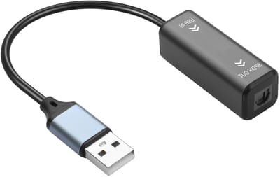 Audio Converter - USB naar Glasvezel - Muziek Streamen - Hi-Res Audio 96kHz - 10 cm - Zwart