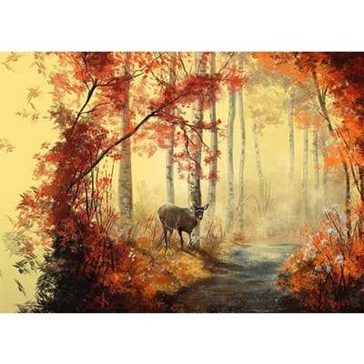 Peinture de Broderie Diamant 5D Faite à la Main Point Exquis de Mosaïque Forêt d'Automne Image Décoration de Maison 20X30CM beige
