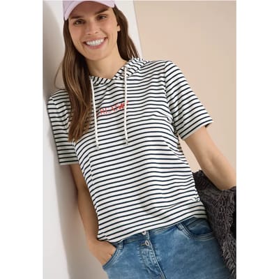 Shirt met korte mouwen, capuchon en glitter