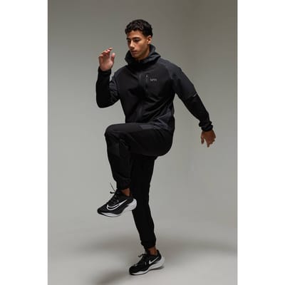 Man Active Colour Block Stretch Woven Regular Fit Tracksuit | Black | Size XS