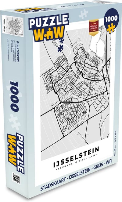 Puzzel Stadskaart - IJsselstein - Grijs - Wit - Legpuzzel - Puzzel 1000 stukjes volwassenen - Plattegrond