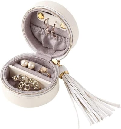 Juwelendoosje - Sieraden opberger - Reizen - Tassel hanger - 7x7x4.5cm - Blauw