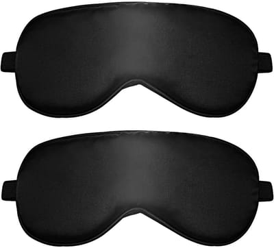 TOVBMUP Slaapmasker - Zacht oogmasker - Lichtblokkerend - Reisoogmasker - Verstelbare elastische band - Geschikt voor reizen, slaapkamer - Zwart - 2 stuks