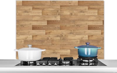 Spatscherm keuken 100x65 cm - Kookplaat achterwand Patroon - Parket - Patronen - Muurbeschermer - Spatwand fornuis - Hoogwaardig aluminium