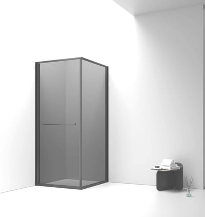 ALONI Inslide Douchecabine MAT ZWART GRIJS ROOKGLAS - RUIMTEBESPAREND - OMKEERBAAR - 6MM VEILIGHEIDSGLAS - 90X90X200 CM