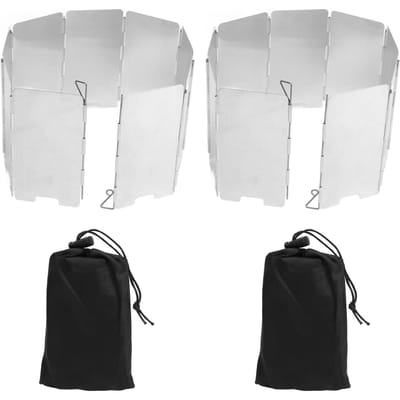 2 Stuks Buitenkachel Windscherm Opvouwbaar Draagbaar Roestvrij Staal Camping Koken Windscherm gray