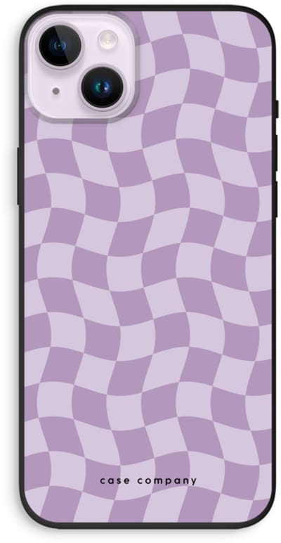 Case Company® - Hoesje geschikt voor iPhone 14 Plus hoesje - Grid Paars - Biologisch Afbreekbaar Telefoonhoesje - Bescherming alle Kanten en Schermrand