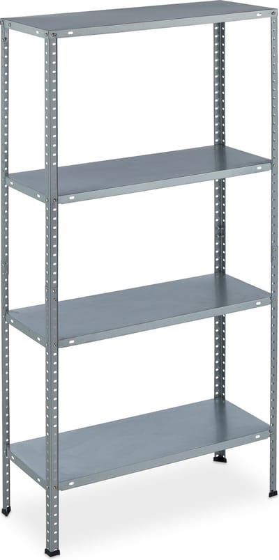 stellingkast metaal - 145 x 75,5 x 30 cm - 4 etages - tot 160 kg - verzinkt - zilver