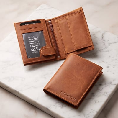 Lundholm luxe Leren portemonnee heren leer met RFID anti skim bescherming Bruin - Hoge kwaliteit Portefeuille Heren Mannen Cadeautjes tip - Cadeau voor man
