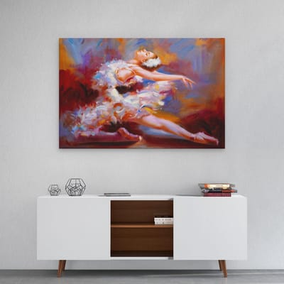 Artaza Canvas Schilderij Ballerina - 90x60 cm - Wanddecoratie Danseres - Muurdecoratie Schilderij Vrouw - Decoratie Woonkamer