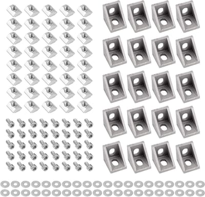Hoekbeugels - Bevestigingsmateriaal Hoek - Aluminium Profielen - Robuust Aluminium - 20 x 20 mm - Zilverwit