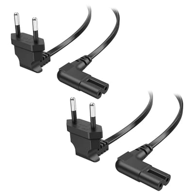 Stroomkabel 2-pack - Verlengkabel Hoek - Apparaten Aansluiten - Hoekige C7 Connector - 3 meter - Zwart