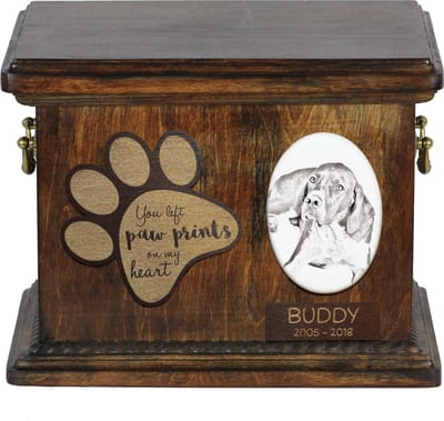 Engelse Pointer urn - gepersonaliseerde urn met foto voor hondenas.