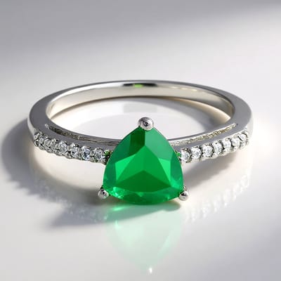 Cavill - 925 Sterling Zilver Ring met Braziliaanse Groene Chalcedoon 1,17 ct en Witte Topaas 0,078 ct - Elegante Damesring met Triljant Edelstenen
