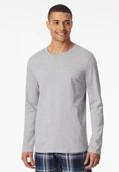 Schiesser heren mix + relax O-hals pyjamashirt longsleeve grijs