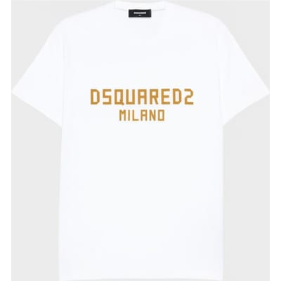 Dsquared2 Milano Logo T-Shirt Print Wit Oker