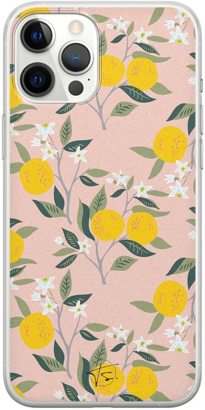 Hoesje geschikt voor iPhone 12 Pro Max - Citroenen - Soft Case - TPU - Natuur - Geel - Mooie Telefoonhoesjes