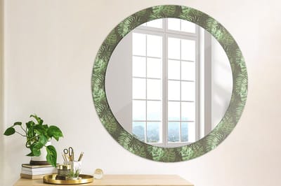 Coloray Bedrukte Spiegel - Tropische bladeren Wandspiegel Met Print - 80 cm - Groente Bedrukte Spiegel - Wandspiegel Met Print - Wandspiegel Decoratieve Print - Bedrukte Spiegel
