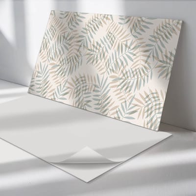 Wallfluent Vinyl Wandpaneel - Bladeren in een delicaat patroon PVC Muurpaneel - 120 cm x 60 cm - Beige PVC wandpaneel - 1 stuk - Rechthoekig Wandbekleding Vinyl - Bloemen Wandpaneel - Zelfklevende Wandbekleding - Wandpaneel Keuken en Badkamer