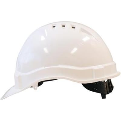 M-Safe PE veiligheidshelm MH6000 wit met schuifinstelling - Geventileerd