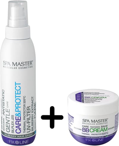 Spa Master Heat Protection Voordeelset – Hittebeschermende Spray + Heat Protect Haarpunten Crème – Anti-Statisch & met UV-Filter – 300ml