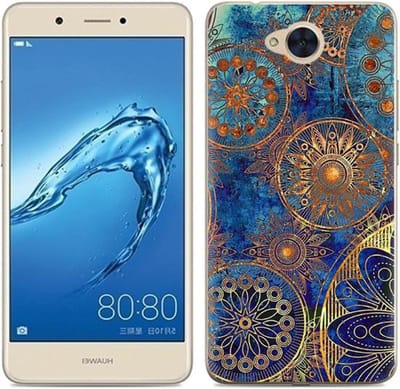 Premium Zachte Siliconen Beschermhoes voor Y7 - Blauwe Bloemen, Schokbestendig en Duurzaam Design, Perfecte Pasvorm