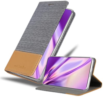 Cadorabo Hoesje geschikt voor Samsung Galaxy S21 PLUS in LICHTGRIJS BRUIN - Beschermhoes met magnetische sluiting, standfunctie en kaartvakje Book Case Cover Etui
