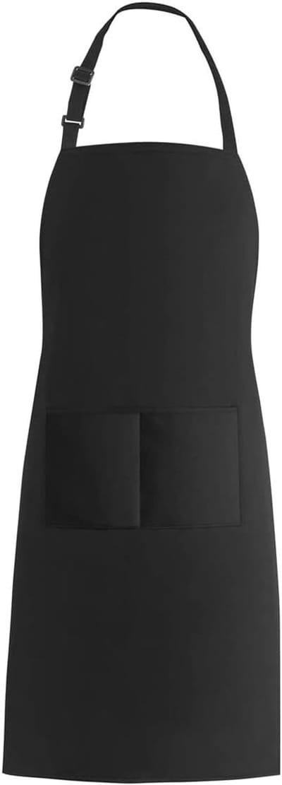 Verstelbare Schort met 2 Zakjes, Waterdichte Keukenschort voor Koken en Bakken, Ideaal voor Thuis en Restaurants, Unisex, Zwart