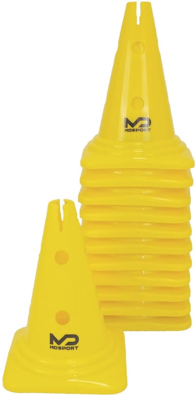 MDsport - Multifunctionele afbakenkegel geel - 30 cm - Set van 12 - Multifunctionele pion - Pion