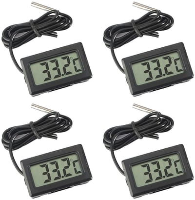 Digitale thermometer - Temperatuurmeter - Klimaatbewaking - Externe vochtsensor - 4 stuks - Zwart
