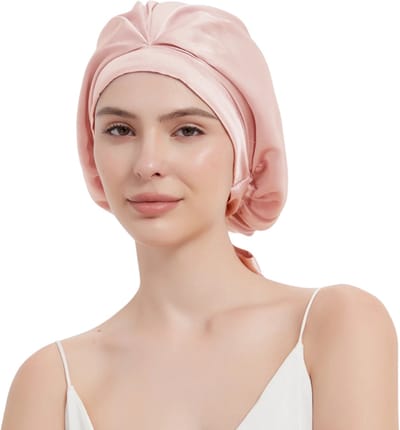 Livano Zijden Slaapmuts - Satijnen Nachtmuts - Silk Bonnet - Sleep Cap - Haarverzorging - Satin - Verstelbaar - Voor Zacht & Stralend Haar - Roze