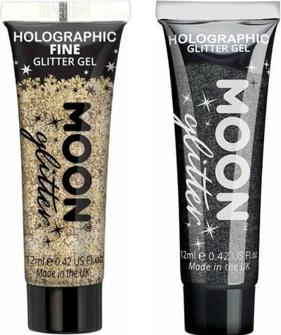 Moon Creations Glittergel fijn set - voor lichaam en gezicht - goud en zwart