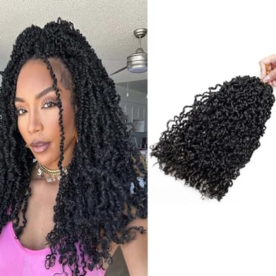 Mini Kinky Twist Haarkralen - 14 Inch Pluizige Gehaakte Haarverlengingen, 75 Strengen