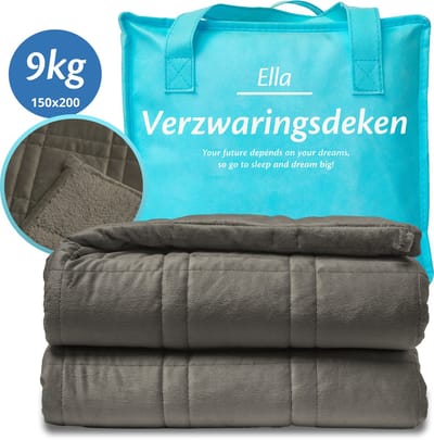Ella Verzwaringsdeken 9 kg - Fluweel & Sherpa Zwaartedeken OEKO-TEX - Weighted Blanket 150 x 200cm - Verzwaarde Deken - Grijs