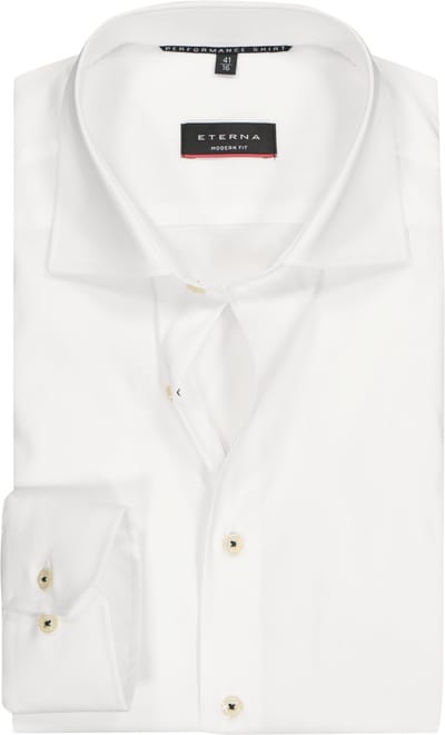 ETERNA modern fit overhemd - superstretch lyocell heren overhemd - wit - Strijkvriendelijk - Boordmaat: 42 (EU maat: L)
