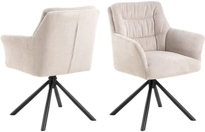 Giga Living Eetkamerstoel Traska - Beige Stof - Zithoogte 50cm - Set van 2