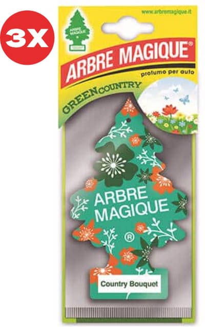 3 stuks Bloemen Arbre Magique Geurboom luchtverfrisser voor in de auto Country Bouquet – Car Parfum – Geurboompje – Geurbooster – Wonderboom – Geurverfrisser – Nieuwe Auto – Autogeur – Autoparfum – Geurblad