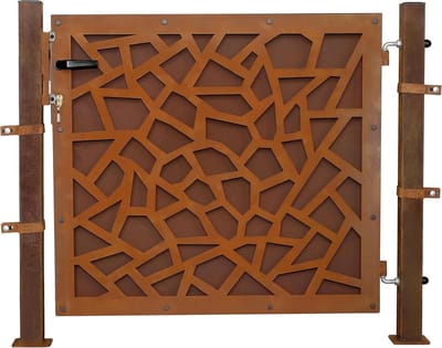 Tuinpoort Design Roestkleur 80 cm Hoog Inclusief Slot en Palen