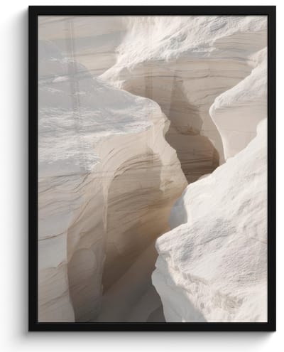 Poster in lijst - Fotolijst 60x80 cm - Posters - Kloof - Wit - Sneeuw - Posterlijst zwart - Decoratie - Wanddecoratie woonkamer - Muurdecoratie slaapkamer
